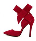 Women Big Bow Tie Pumps Butterfly Pointed Stiletto Shoes