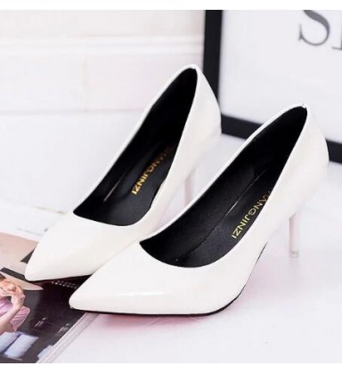 Women Shoes Pointed Toe Pumps Patent Leather Dress Shoes 