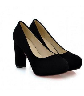 Fashion Shallow Thick High Heels Round Toe Platform Pumps Shoes