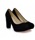 Fashion Shallow Thick High Heels Round Toe Platform Pumps Shoes