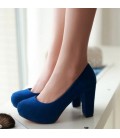 Fashion Shallow Thick High Heels Round Toe Platform Pumps Shoes