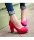 Fashion Shallow Thick High Heels Round Toe Platform Pumps Shoes