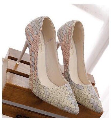 Pumps Woman Shoes retro plaid heels pointed fine with single shoes Pumps Woman Shoes retro plaid heels pointed fine with single shoes