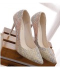 Pumps Woman Shoes retro plaid heels pointed fine with single shoes