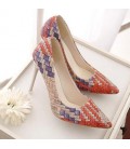 Pumps Woman Shoes retro plaid heels pointed fine with single shoes