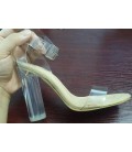 Women Pumps Wearing PVC Clear Strappy Buckle Sandals High Heels Shoes