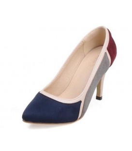 Suede black blue mix color pointed toe Thin High heels woman shoes