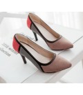 Suede black blue mix color pointed toe Thin High heels woman shoes