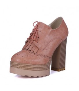 Spring Autumn Thick High Heeled Pumps Woman Round Toe Female Shoes