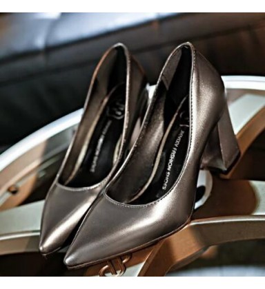 Simple Pointed shoes thick High heels Women's Shoes