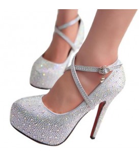 women high heels prom wedding shoes lady crystal platforms shoes