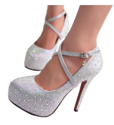women high heels prom wedding shoes lady crystal platforms shoes