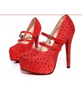 women high heels prom wedding shoes lady crystal platforms shoes