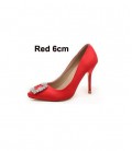 Sweet Square Rhinestone Buckle Silk Surface Women Pumps