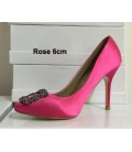 Sweet Square Rhinestone Buckle Silk Surface Women Pumps