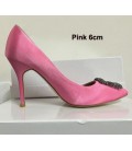 Sweet Square Rhinestone Buckle Silk Surface Women Pumps