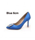 Sweet Square Rhinestone Buckle Silk Surface Women Pumps