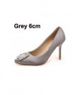 Sweet Square Rhinestone Buckle Silk Surface Women Pumps