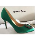 Sweet Square Rhinestone Buckle Silk Surface Women Pumps