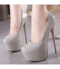 Women Round Toe Height Platform Extreme High Heels Shoes
