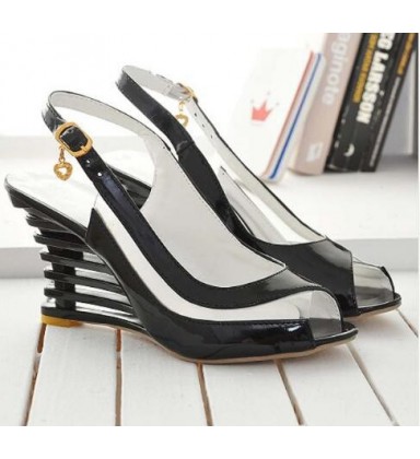 Women Summer Wedges Heel Sandals Buckle Style Open Toe Shoes