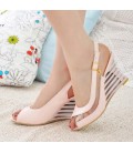 Women Summer Wedges Heel Sandals Buckle Style Open Toe Shoes