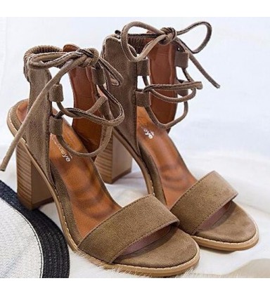 Sexy Women Pumps Open Toe Lace up Heels Sandals