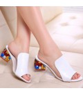 Rhinestone Peep Toe Heels Women Sandals Shoes