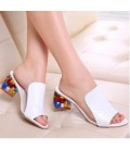 Rhinestone Peep Toe Heels Women Sandals Shoes