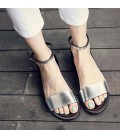 New Solid Flat Sandals Soft Leather Sandals Women Beach Shoes