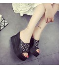 women Summer Sandals women's Pure color Fish mouth sandals