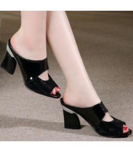 women sandals &slippers rhinestone thick high-heeled