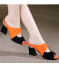 women sandals &slippers rhinestone thick high-heeled