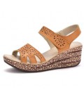 Summer shoes women Fretwork Carving Swing Wedges