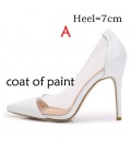 Fashion High Heels See-Through Pointed Toe Women Shoes Pumps bg1502