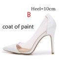 Fashion High Heels See-Through Pointed Toe Women Shoes Pumps bg1502