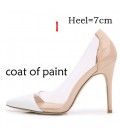 Fashion High Heels See-Through Pointed Toe Women Shoes Pumps bg1502