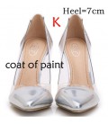 Fashion High Heels See-Through Pointed Toe Women Shoes Pumps bg1502