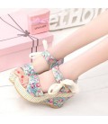 Summer wedges sandals female shoes lace belt bow Flip Flops