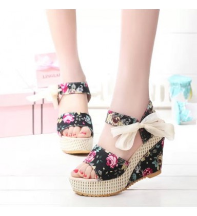Summer wedges sandals female shoes lace belt bow Flip Flops Summer wedges sandals female shoes lace belt bow Flip Flops