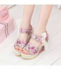 Summer wedges sandals female shoes lace belt bow Flip Flops