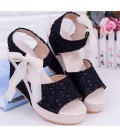 Summer wedges sandals female shoes lace belt bow Flip Flops