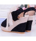 Summer wedges sandals female shoes lace belt bow Flip Flops