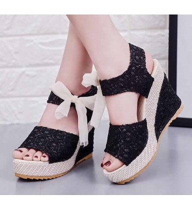 Summer wedges sandals female shoes lace belt bow Flip Flops Summer wedges sandals female shoes lace belt bow Flip Flops