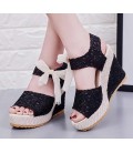 Summer wedges sandals female shoes lace belt bow Flip Flops