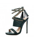 Women's Sandals Spring Summer Club Shoes PU Party & Evening Dress Casual Stiletto Heel Chain Tassel