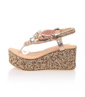 Women's Spring Summer Platform Leatherette Casual Wedge Heel 