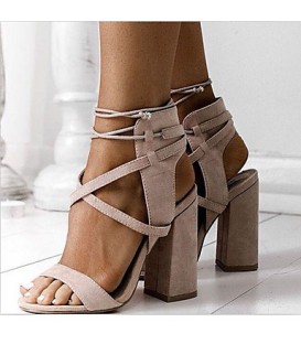 Women's Sandals Spring Summer Comfort PU Casual Stiletto Heel Buckle