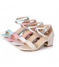 Women's Sandals Spring Summer Comfort PU Casual Stiletto Heel Buckle