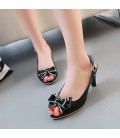 Women's Shoes Patent Leather / Glitter Kitten Heel Peep Toe Sandals 